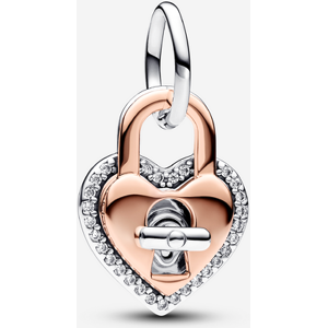 Pandora Charm Pendant Double Cadenas C?ur Barre Pivotante Bimatiere Incolore one size female