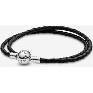 Pandora Double Bracelet en Cuir Noir