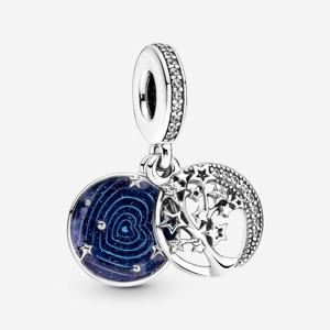 Pandora Charm Pendant Double Arbre & Lune de la Galaxie Bleu one size female