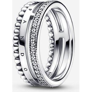 Bague Pave & motifs perles Pandora Signature Incolore 56 female