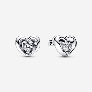 Pandora Clous d Oreilles Charm Cœur Rayonnant & Pierre Flottante Incolore one size female