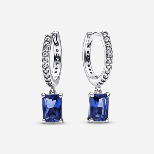 Pandora Boucles d'Oreilles Creoles Scintillantes Rectangulaires Bleues