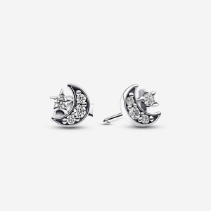 Pandora Clous d Oreilles Lunes & Étoiles Scintillantes Incolore one size female