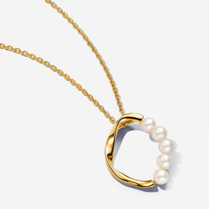 Pandora Collier avec Pendentif Cercle Organique et Perles de Culture Blanc 60 cm female