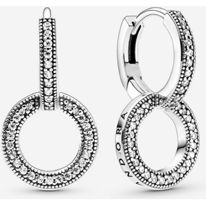 Pandora Boucles d'Oreilles Creoles Doubles Scintillantes