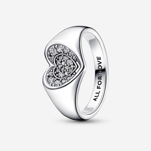 Pandora Bague Signet Pave C?ur Rayonnant Incolore 52 female