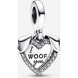 Pandora Charm Pendant Double Cœur & Chien Incolore one size female