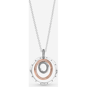 Pandora Collier Pendentif Cercles Bicolores Incolore 60 cm female