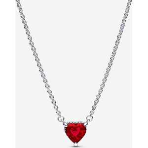 Pandora Collier Pendentif Halo Cœur Scintillant Rouge 45 cm female