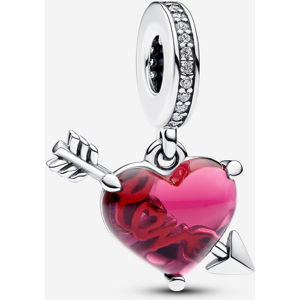 Pandora Charm Pendant C?ur Rouge et Fleche en Verre de Murano Rouge one size female