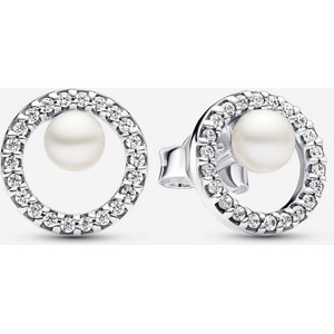 Pandora Clous d'Oreilles Perle de Culture d'Eau Douce Traitee & Halo Pave Blanc one size female