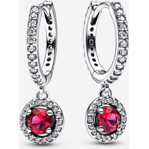 Pandora Boucles d'Oreilles Creoles Scintillantes Rondes Rouges