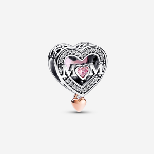 Pandora Charm Maman & C?ur Ajoure Bicolore Rose one size female