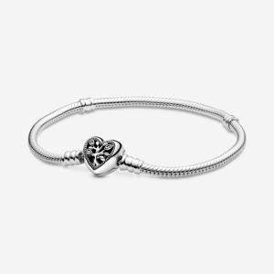 Bracelet Maille Serpent Fermoir Cœur Arbre de Vie Pandora Moments Incolore 23 cm female