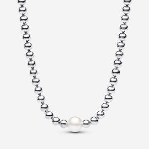 Pandora Collier Perle de Culture d'Eau Douce Traitee & Details Sertis Grain Blanc 45 cm female