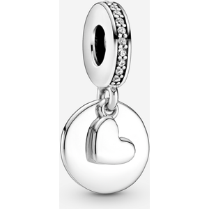 Pandora Charm Pendant Disque Cœur Gravable Incolore one size female