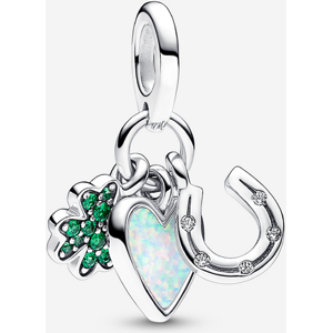 Pandora Charm Pendant Triple Trefle a Quatre Feuilles, C?ur et Fer a Cheval Multicolore one size female