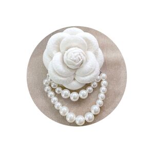 Tissu coréen camélia fleur broche à la main perle broche perle gland perle broches bijoux de mode - Publicité