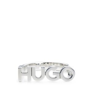 HUGO Bague en acier inoxydable poli avec lettres logo Argent M,L,S - Publicité