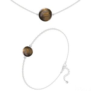 Les Trésors De Lily [R5986] - Parure argent artisanal  Mineralia  pierre de lune argenté - 10 et 8 mm (collier & bracelet) - Publicité