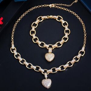 Whale-Wish WWJ – ensemble collier et Bracelet de luxe, couleur jaune doré, pendentif cœur d amour, 2 pièces - Publicité