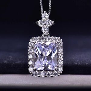 Collier avec pendentif de mariage en argent 925 pour femmes, Original, 2 à 4 carats, diamant taille radiant, Test passé brillant, couleur D, Moissanite - Publicité