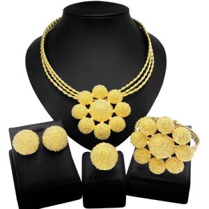 Ensemble collier et boucles d oreilles pour femmes, bijoux de luxe en acier inoxydable, bague réglable, plaqué or de dubaï, accessoires, cadeaux - Publicité