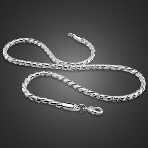 Collier avec pendentif en argent Sterling 100% pour hommes, bijoux à la mode, chaîne serpent de 4MM, 22 pouces, 925 - Publicité