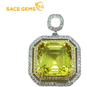 SACE GEMS – collier avec pendentif en argent Sterling 100% pour femmes, 12MM, cristal de citron, bijoux fins, cadeaux pour fête de mariage, 925 - Publicité