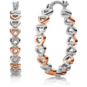 S925 Bijoux en argent sterling Bicolore Love Heart Click-Top Hoop Boucles d oreilles pour femme 26MM