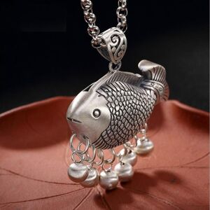 ANENJERY Bijouterie Collier avec pendentif en forme de cloche de poisson pour femmes, bijoux Vintage ethnique creux, Long collier tendance pour hommes - Publicité