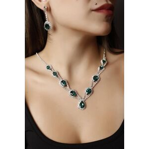 Ensemble collier et boucles d oreilles Hurrem en pierre plaquée argent, ensemble pour Occasions spéciales, ensemble ras du cou pour mariage - Publicité