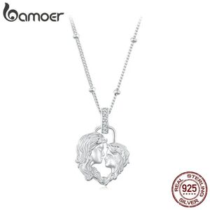 BAMOER – collier avec pendentif maman et fils en argent Sterling 925, collier en forme de cœur pour femmes, bijoux fins, cadeau - Publicité