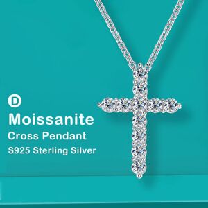Doteffil Collier avec pendentif croix en Moissanite, Original, chaîne en argent Sterling 925 plaqué or blanc 18 carats, collier fin pour femmes - Publicité