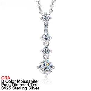 ANENJERY Bijouterie Collier avec pendentif en Moissanite couleur D véritable VVS1 pour femmes, bijoux de mariage en argent 100% S925 de qualité supérieure, Test de diamant réussi - Publicité