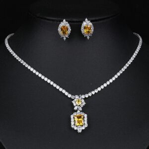 Ensemble de bijoux de luxe, collier et boucles d oreilles émeraude, décor en Zircon, ensemble de bijoux pour mariage, 3 pièces - Publicité