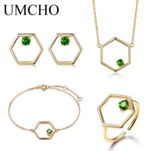 UMCHO-ensemble de bijoux en pierres précieuses diopside naturelles, en argent Sterling 925 véritable, - Publicité