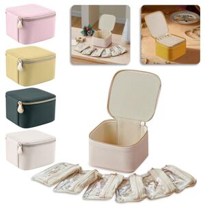 Leather Jewelry Boxes For Travel, Small Jewelry Case With 6 Zipper Bags, Travel Jewelry Box Organizer For Jewelry Necklaces Rings Earrings - Publicité