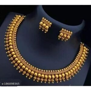 Collier et boucles d oreilles en plaqué or pour femmes du sud de l Inde - Publicité