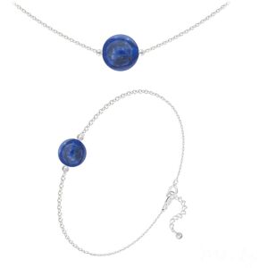 Les Trésors De Lily [R5982] - Parure argent artisanal  Mineralia  lapis lazuli argenté - 10 et 8 mm (collier & bracelet) - Publicité