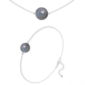 Les Trésors De Lily [R5981] - Parure argent artisanal  Mineralia  labradorite argenté - 10 et 8 mm (collier & bracelet) - Publicité