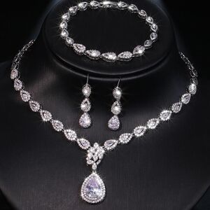 Emmaya – ensemble de bijoux en Cz Noble pour femmes et filles, collier et boucles d oreilles élégants en forme de goutte d eau, cadeau de charme, pour fête de mariage - Publicité