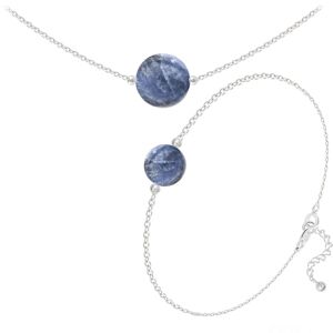 Les Trésors De Lily [Q4684] - Parure argent artisanal  Mineralia  sodalite argenté - 10 et 8 mm (collier & bracelet) - Publicité