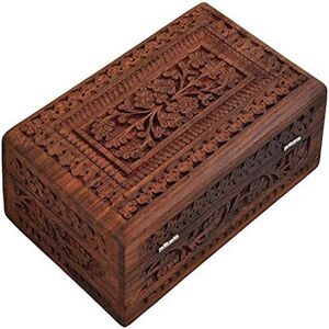 The Giftery Boîte à bijoux sculptée en bois, étui décoratif fait à la main, Kit de boîtes de rangement, grande boîte à bijoux, organisateurs - Publicité