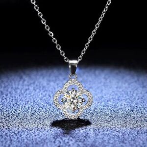 Collier avec pendentif trèfle en diamant Moissanite véritable, 2CT, couleur D VVS1, argent Sterling 925 pur, bijoux fins, cadeau pour femmes - Publicité