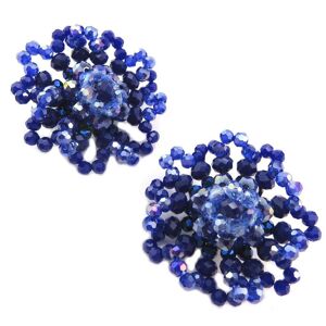 Lily-Crystal [P4430] - Clips d'oreilles artisanales 'Callas' bleu - 4. 5 cm