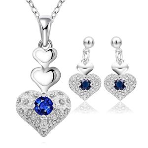 KSIYER BRYTEY Collier et boucles d oreilles en forme de cœur en argent Sterling s925, bijoux en pierre CZ et Zircon, mignons et jolis pour femmes, ensemble pour dames de mariage, qualité supérieure - Publicité