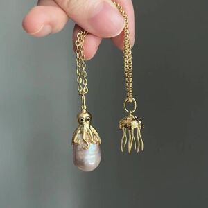cccc1 Ins – collier avec pendentif poulpe marin, méduse, pour femmes et filles, Vintage, perle naturelle, vie Marine, bijoux à la mode - Publicité