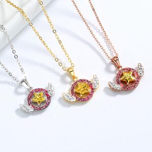 ANENJERY Bijouterie Collier avec pendentif étoile en argent Sterling 925, Anime Cardcaptor Sakura, bijoux pour femmes et filles, cadeaux d'anniversaire et de noël, accessoire de Cosplay - Publicité