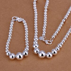 KSIYER BRYTEY Ensemble de bijoux en argent Sterling s925 pour femmes, collier et Bracelet de perles classiques de haute qualité, à la mode, pour mariage - Publicité